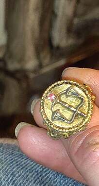 Vintage libra zodiac signet ring with pink rhinestone accent